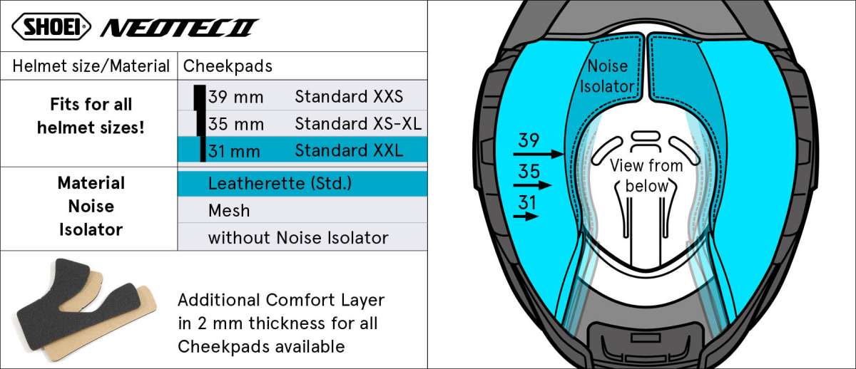 Cheek Pad 31mm (NEO2) Type-L | Neotec 2 | Flip Up Helmets