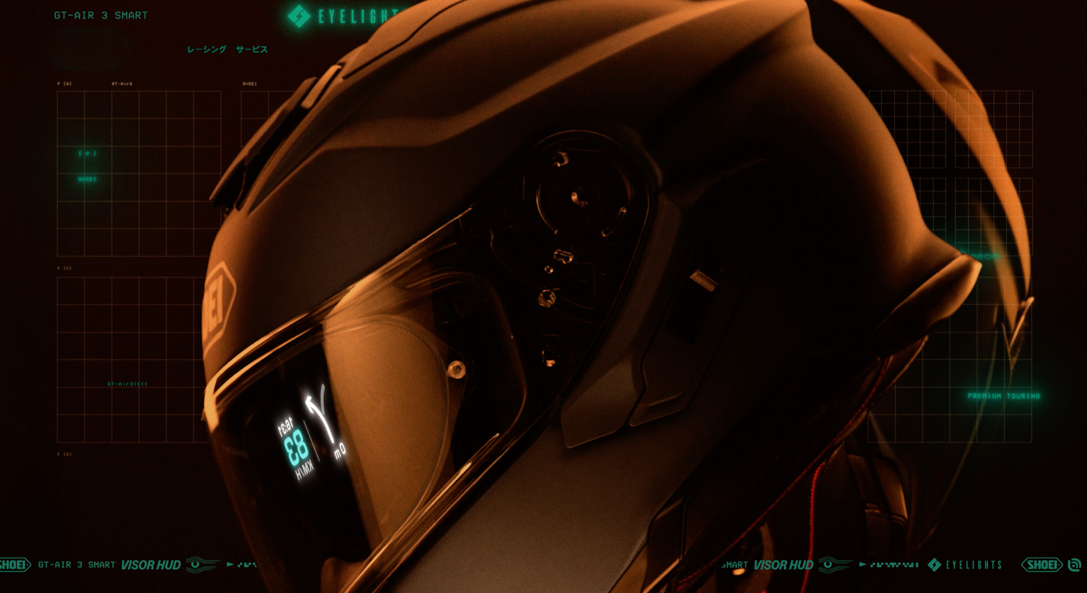 Shoei GT-Air 3 SMART close-up cu HUD integrat