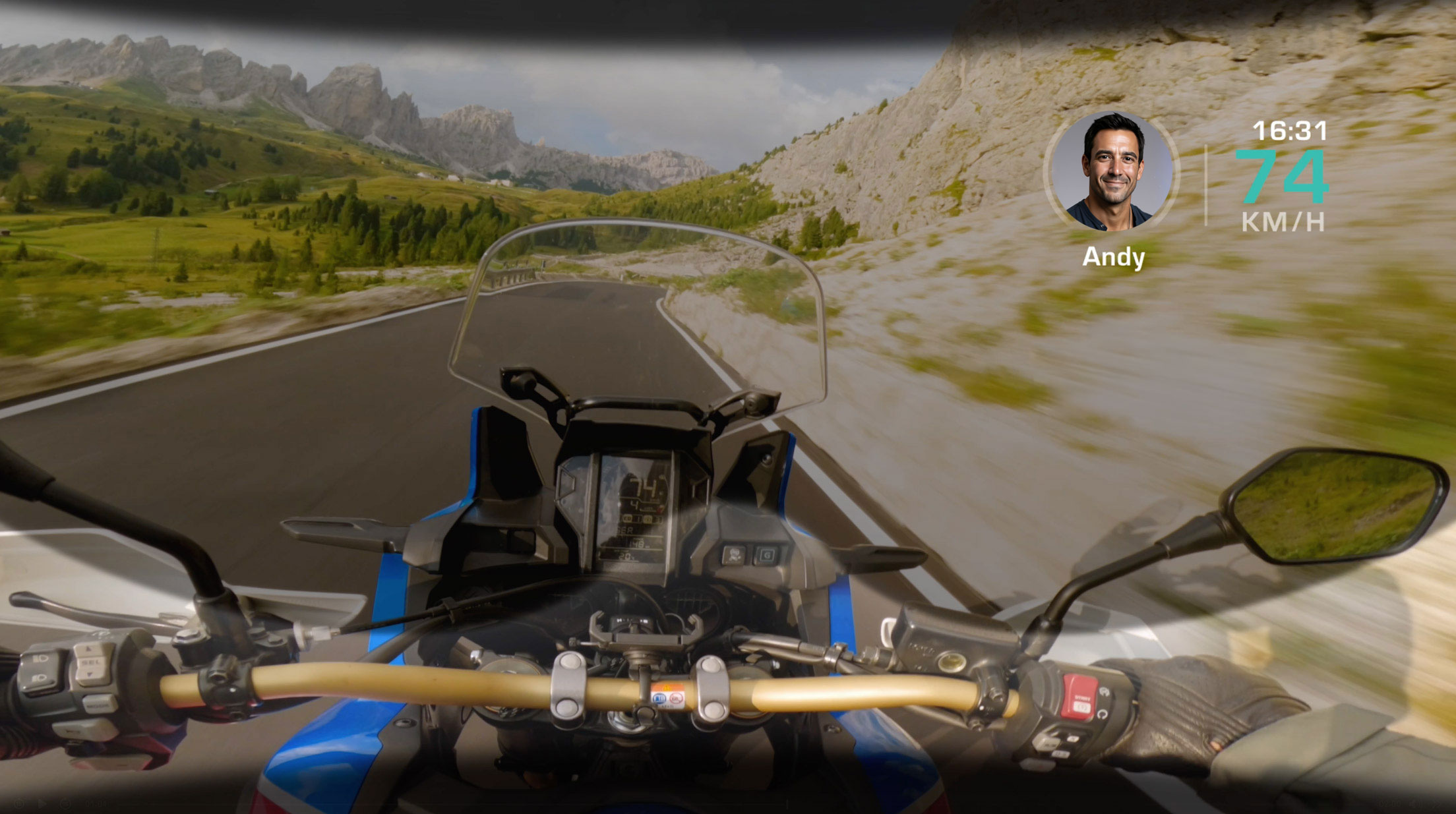 Vizual HUD EyeLights pe traseu cu Shoei GT-Air 3 SMART